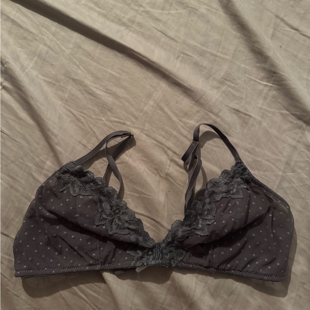 Madewell Charcoal Dot Lace Bralette - Gray